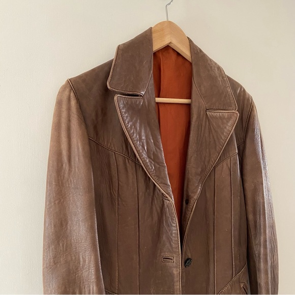 1970s Vintage Leather Blazer - Picture 2 of 6